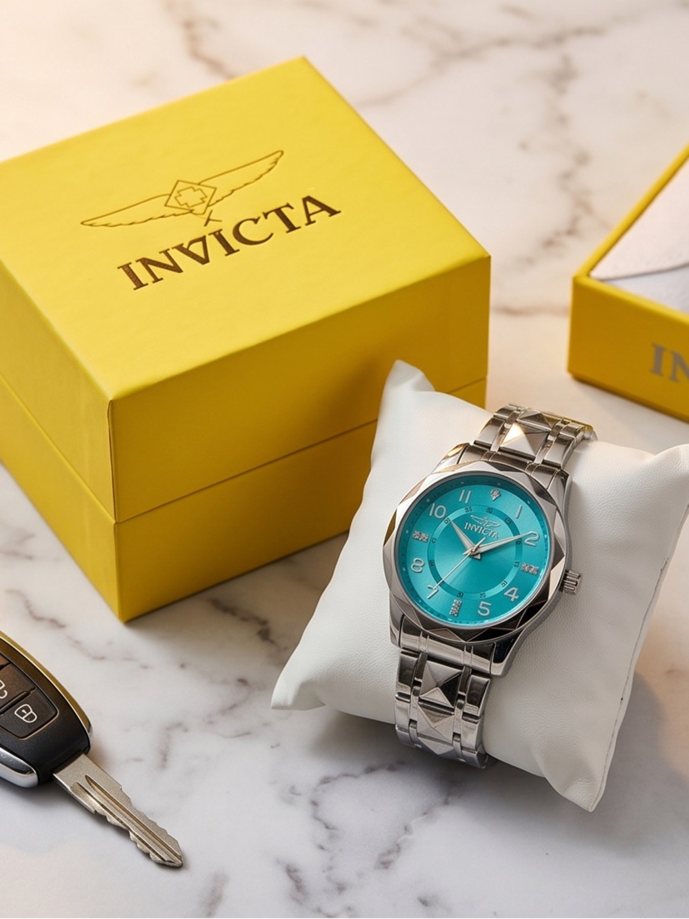Invicta Men’s Silver Watch with Tiffany Blue Dial three year warranty